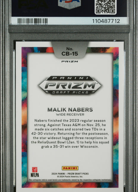 2024 Panini Prizm Draft Picks Black Color Blast Malik Nabers #CB15 PSA 10