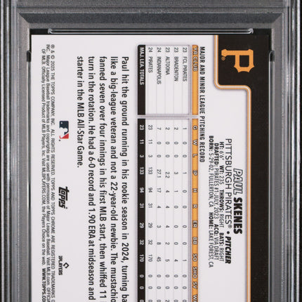 2025 Topps Chrome Logofractor Paul Skenes #300 Orange Refractor 01/25 PSA 10