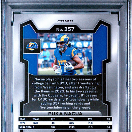 2023 Panini Prizm Puka Nacua #357 Disco PSA 10