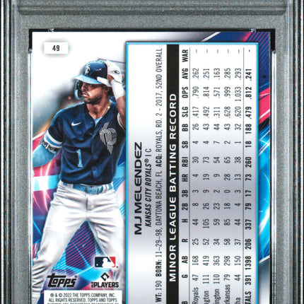 2022 Topps Cosmic Chrome MJ Melendez #49 Nucleus Refractor PSA 9