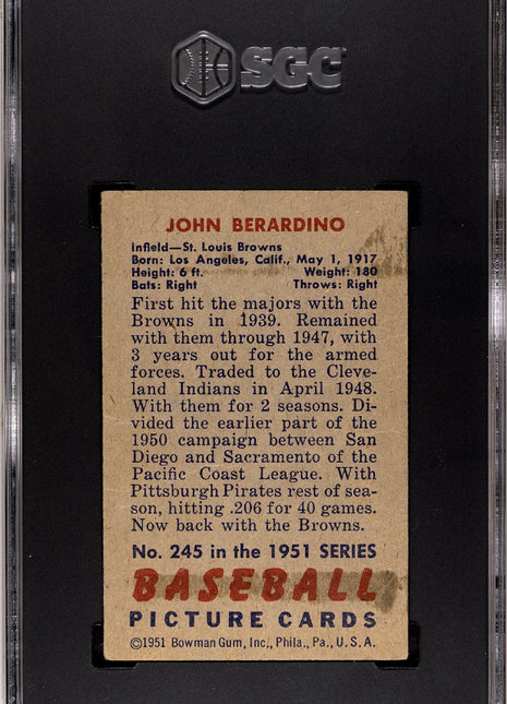 1951 Bowman John Berardino #245 SGC 1.5