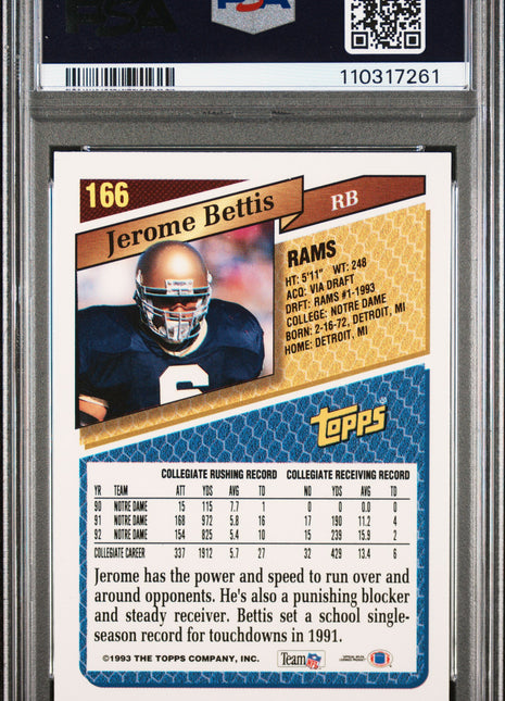 1993 Topps Jerome Bettis #166 PSA 9