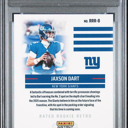 2025 Panini Instant NFL Rated Rookie Retro Jaxson Dart Black White 1/1 PSA 9