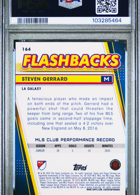 2024 Topps Chrome MLS Steven Gerrard #164 Rose Gold Refractor PSA 8