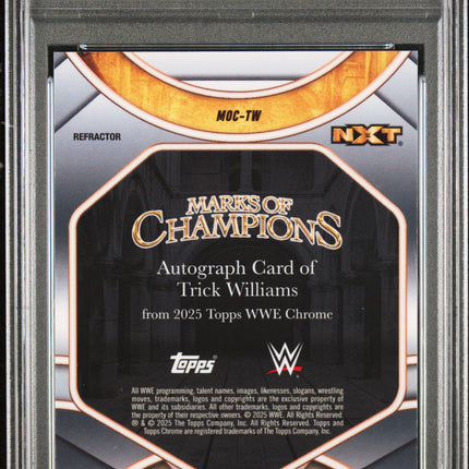 2025 Topps Chrome WWE Marks Champions Trick Williams /175 Refractor PSA 10 Auto