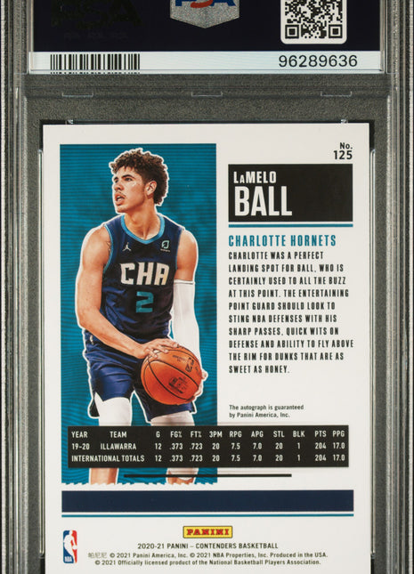 2020 Panini Contenders Lamelo Ball #125 Autograph PSA 10