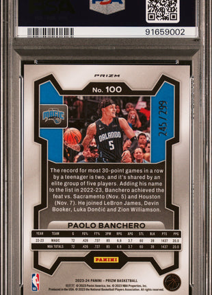 2023 Panini Prizm Paolo Banchero #100 Red Seismic PSA 10