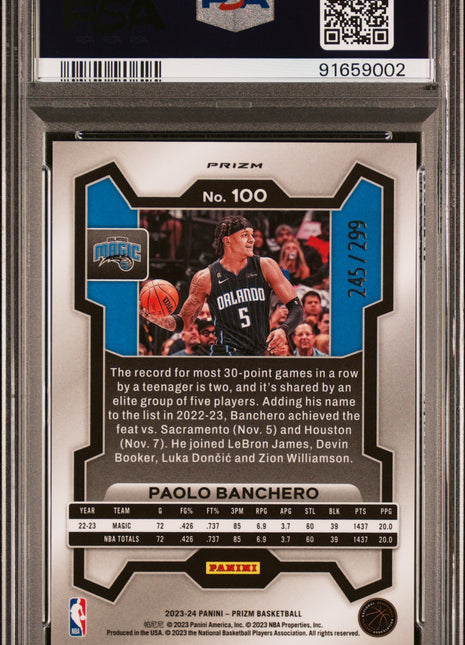 2023 Panini Prizm Paolo Banchero #100 Red Seismic PSA 10