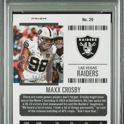 2024 Panini Contenders Optic Maxx Crosby #29 Red White Blue PSA 9