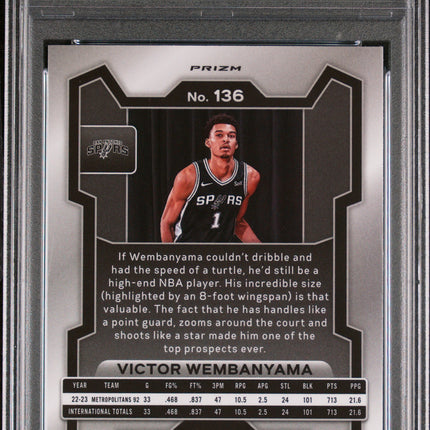 2023 Panini Prizm Victor Wembanyama #136 Ice PSA 10
