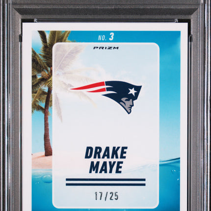 2025 Panini Mosaic Splash Drake Maye #3 White /25 PSA 10