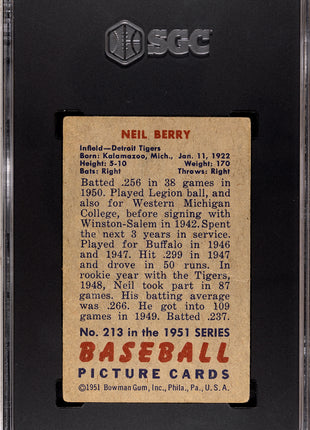 1951 Bowman Neil Berry #213 SGC 2.5