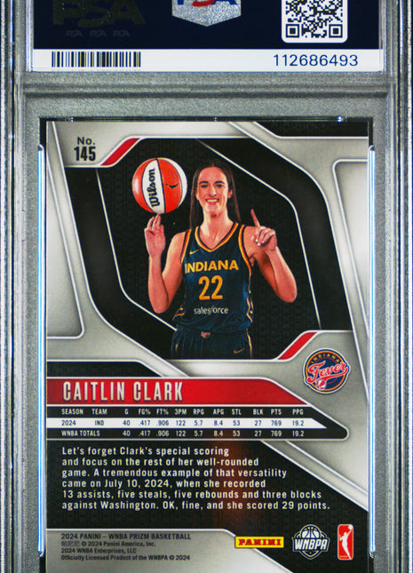 2024 Panini Prizm WNBA Caitlin Clark #145 PSA 7