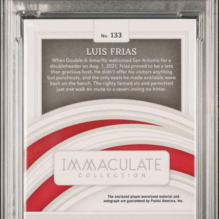 2022 Panini Immaculate Collection Luis Frias #133 Patch Green /5 PSA 9 Auto