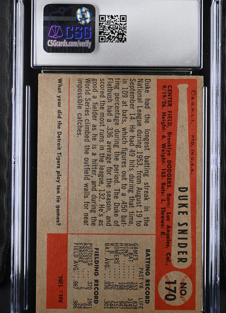 1954 Bowman Duke Snider #170 CGC 4