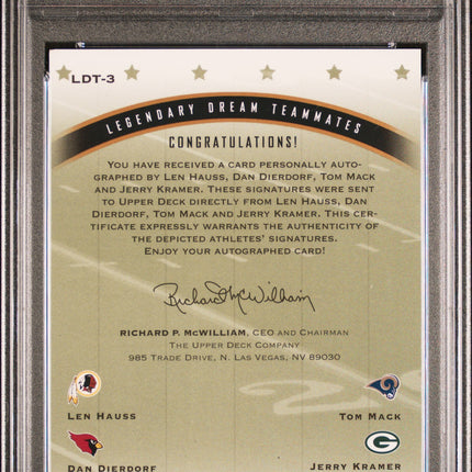 2005 UD Legends Teammates Dan Dierdorf Tom Mack Kramer Hauss /10 PSA A Auto