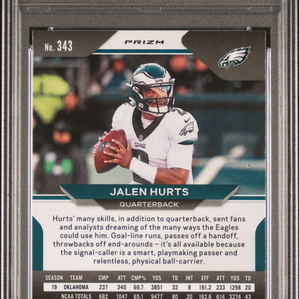 2020 Panini Prizm Jalen Hurts #343 Silver PSA 10