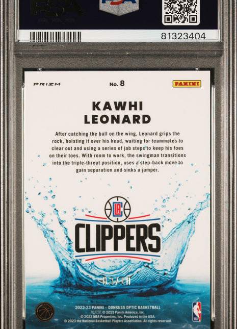 2022 Panini Donruss Optic Splash! Kawhi Leonard #8 Gold PSA 10