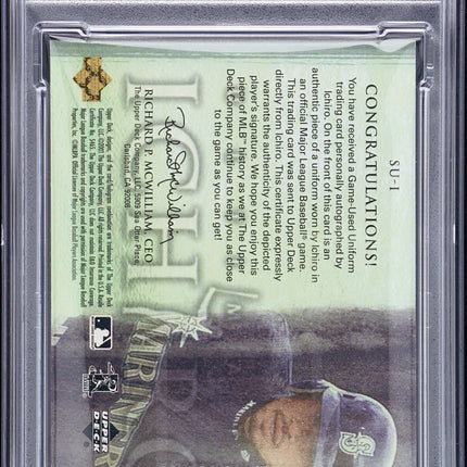 2001 Ultimate Collection Ichiro Ichiro Suzuki #SU-I Rc Jersey Auto /50 PSA A