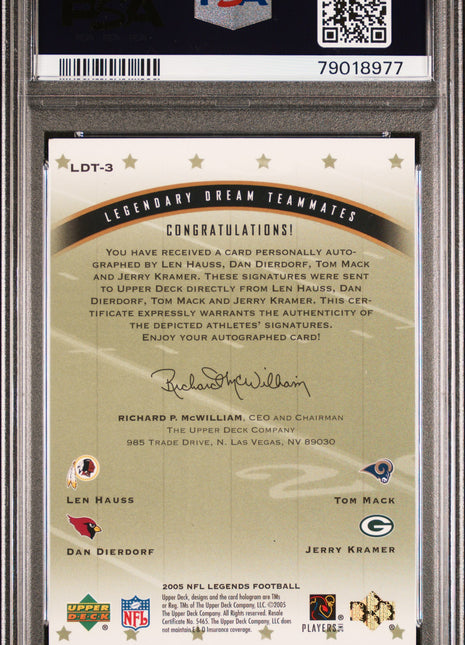 2005 Upper Deck Legends Auto Tom Mack Dan Dierdorf Jerry Kramer Len Hauss Psa A