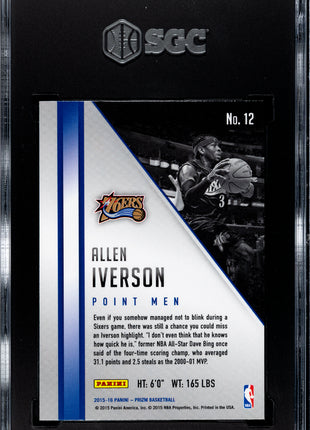 2015 Panini Prizm Allen Iverson #12 Point Men SGC 10