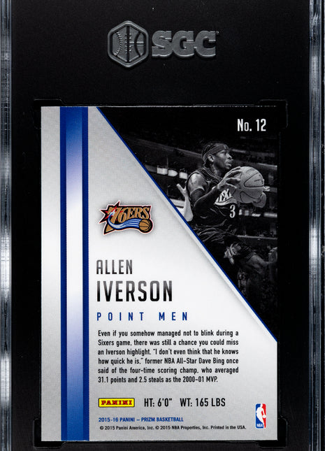 2015 Panini Prizm Allen Iverson #12 Point Men SGC 10