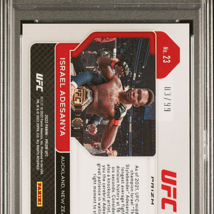 2022 Panini Prizm UFC Israel Adesanya #23 Orange PSA 10 /99