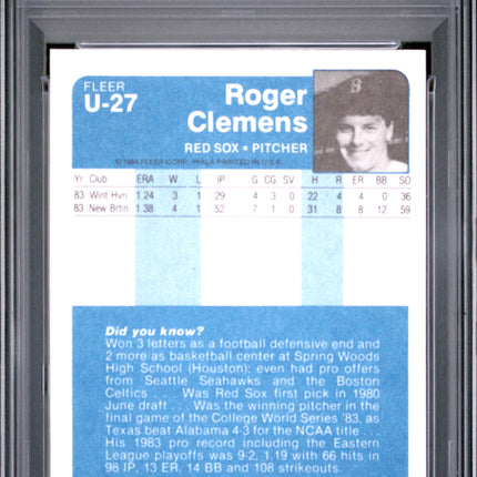 1984 Fleer Update Roger Clemens #U-27 PSA 9