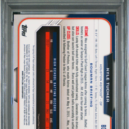 2015 Bowman Chrome Draft Pick Autograph Kyle Tucker #BCAKT Refractor PSA 10 Auto