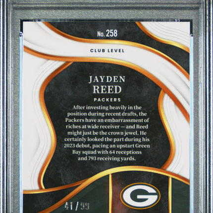 2023 Panini Select Jayden Reed #258 Blue Prizm PSA 10 /99