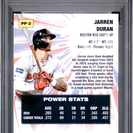 2025 Topps Chrome Power Players Jarren Duran #PP2 Black Ref 10/10 PSA 8