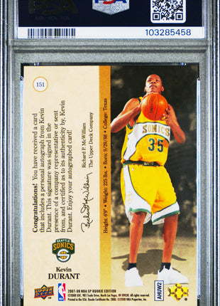 2007 SP Rookie Edition Kevin Durant #151 '94 Design Autograph PSA 9