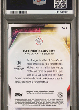 2022-23 Topps Merlin Chrome Ageless Alchemy Auto Patrick Kluivert PSA 10