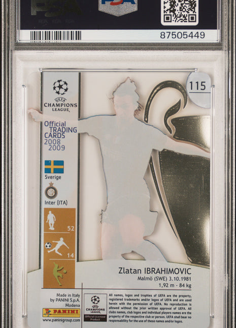 2008-09 Panini UEFA Official Trading Cards Zlatan Ibrahimovic #115 PSA 9