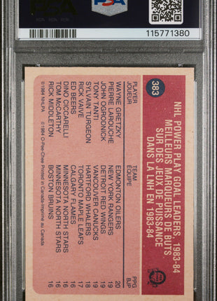 1984 O-Pee-Chee Wayne Gretzky #383 Power Play Goal Leader PSA 9