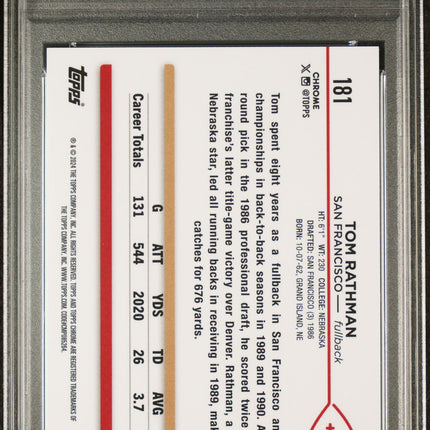 2024 Topps Chrome Tom Rathman #181 Red Refractor /5 PSA 10