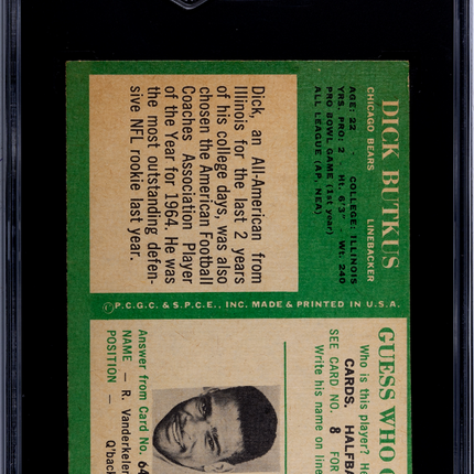 1966 Philadelphia Dick Butkus #31 SGC 2