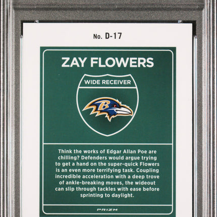 2023 Panini Donruss Optic Downtown! Zay Flowers #D17 PSA 9