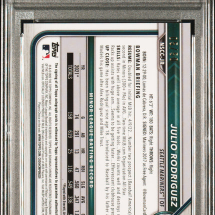 2022 Bowman Chrome Nscc Wrapper Redemption Julio Rodriguez /50 PSA 9 Auto