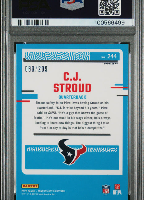 2023 Panini Donruss Optic CJ Stroud #244 Aqua PSA 9
