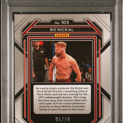 2023 Panini Prizm UFC Bo Nickal #103 Gold /10 Rc PSA 9