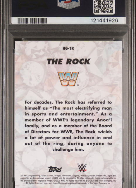 2025 Topps Chrome WWE Hidden Gems The Rock #HGTR PSA 10