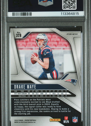 2024 Panini Prizm Drake Maye #329 Silver PSA 9
