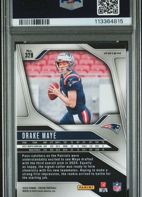 2024 Panini Prizm Drake Maye #329 Silver PSA 9