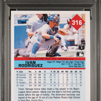 1992 Fleer Ivan Rodriguez #316 PSA 9
