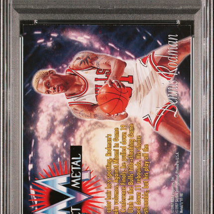 1997 Metal Universe Planet Metal Dennis Rodman #10 PSA 8