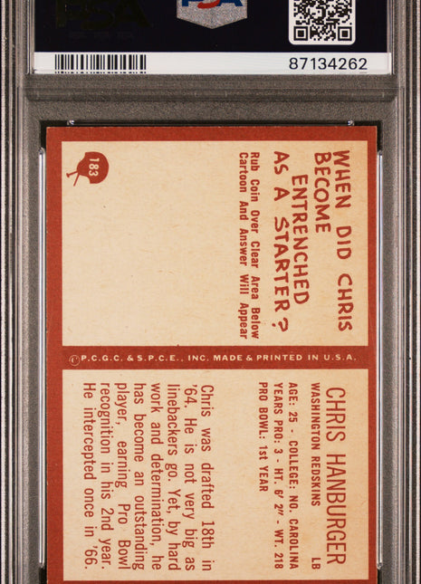 1967 Philadelphia Chris Hanburger #183 PSA 6
