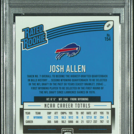 2018 Panini Donruss Optic Josh Allen #154 Pink PSA 9