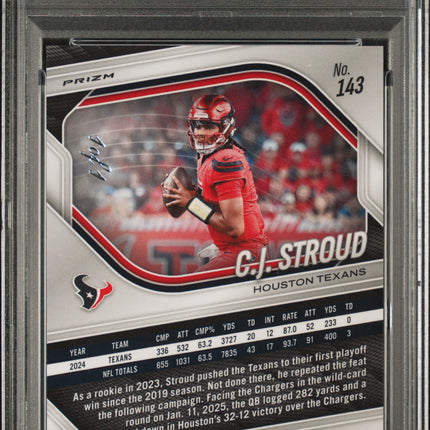 2025 Panini Prizm CJ Stroud #143 Black Stars 1/1 PSA 9