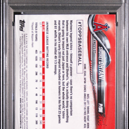 2018 Topps Chrome Update Shohei Ohtani #HMT1 PSA 10
